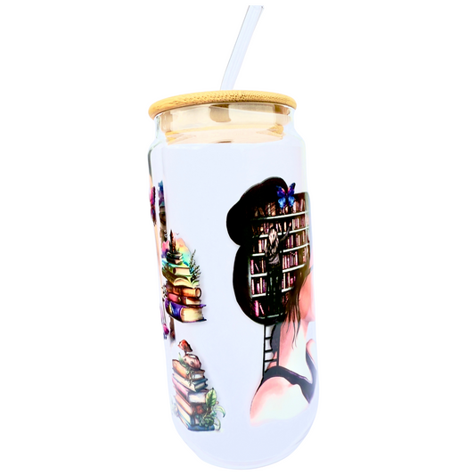16oz Glass Tumbler with Bamboo Lid & Straw – Bookish Daydreams Design