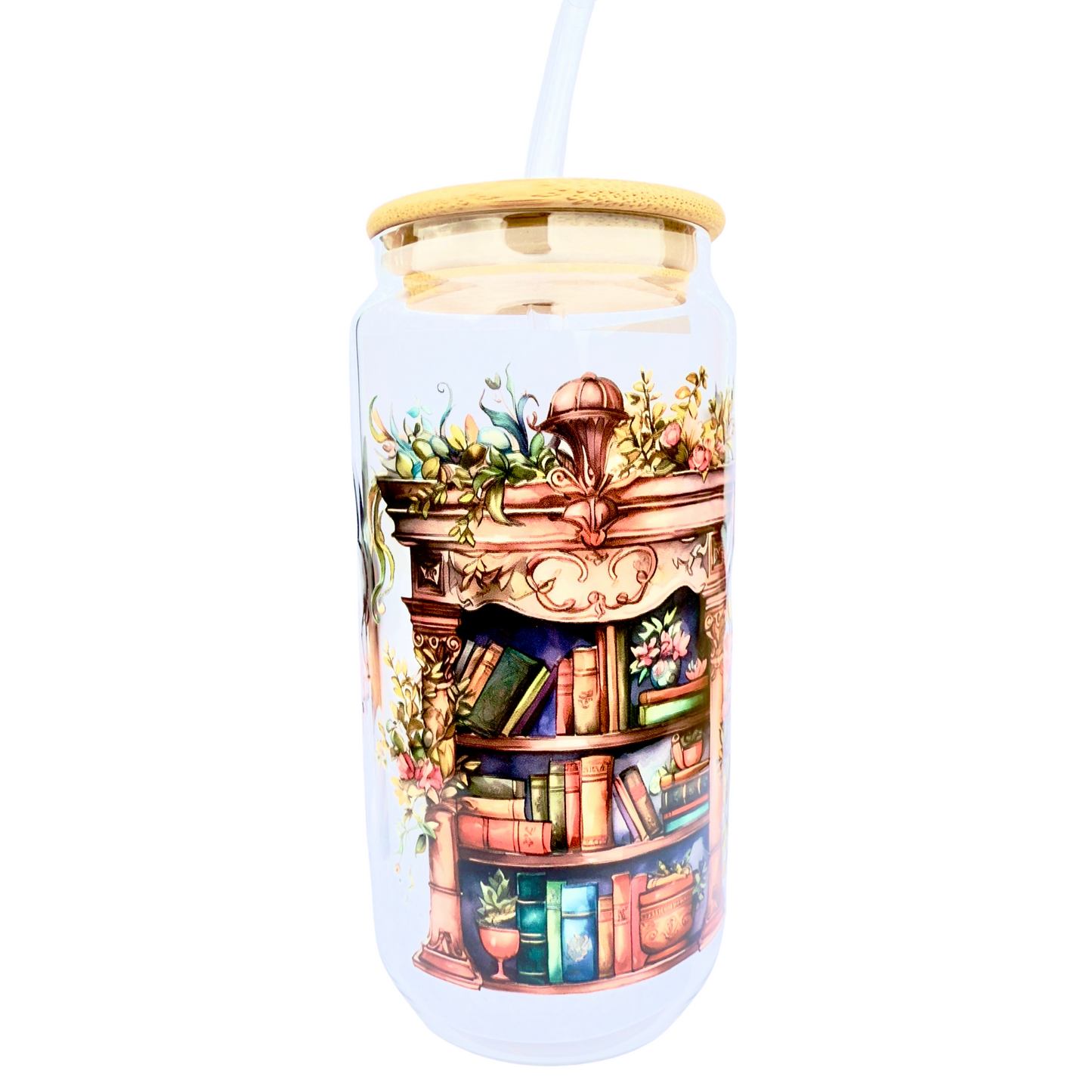 16oz Glass Tumbler with Bamboo Lid & Straw – Bookish Daydreams Design