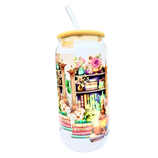 16oz Glass Tumbler with Bamboo Lid & Straw – Just a Girl Who Loves Books Design