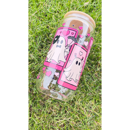 16oz Glass Tumbler with Bamboo Lid & Straw – Ghost Love Design