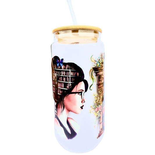 16oz Glass Tumbler with Bamboo Lid & Straw – Bookish Daydreams Design
