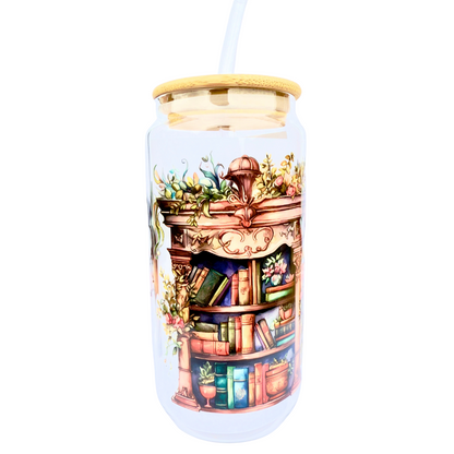 16oz Glass Tumbler with Bamboo Lid & Straw – Bookish Daydreams Design