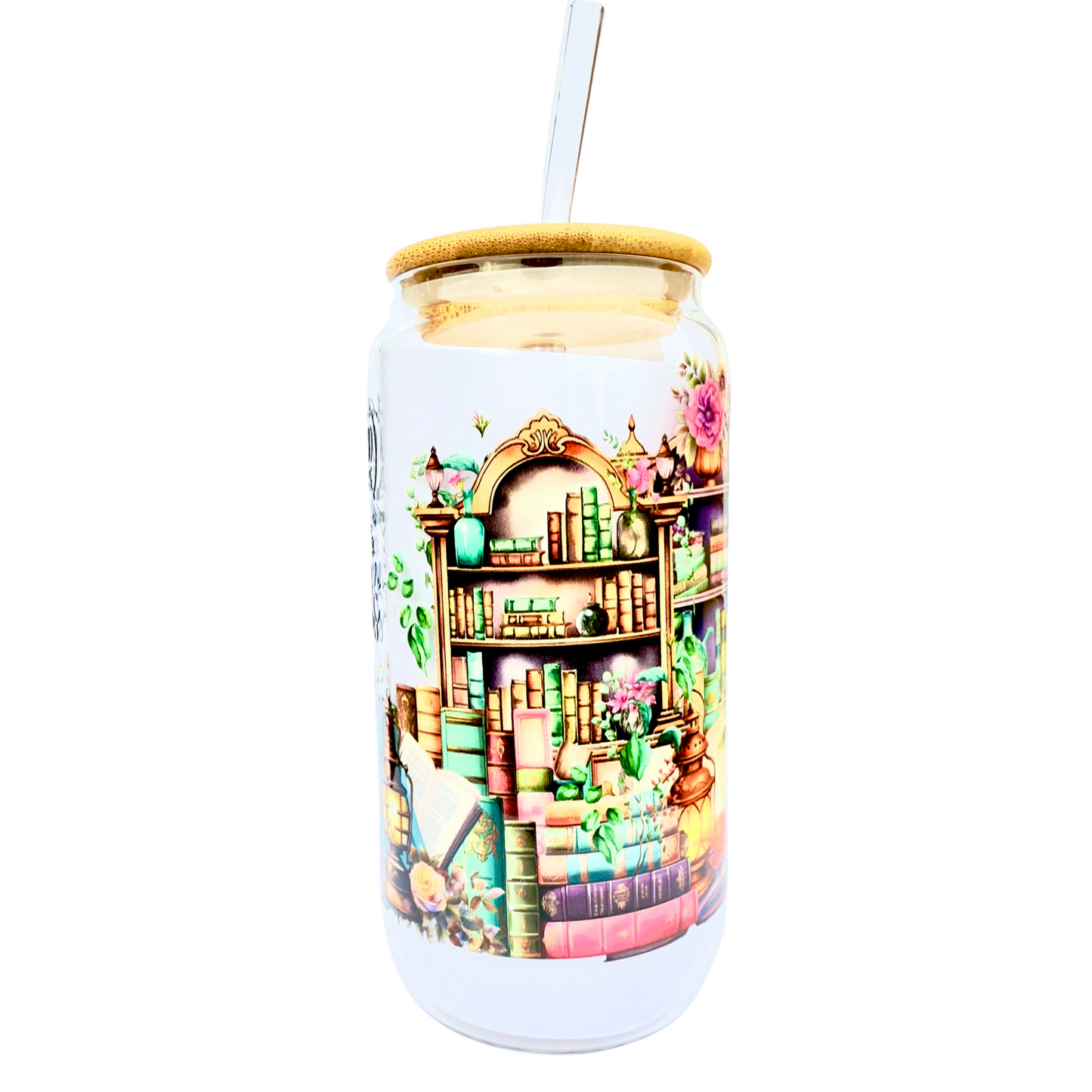 16oz Glass Tumbler with Bamboo Lid & Straw – Just a Girl Who Loves Books Design