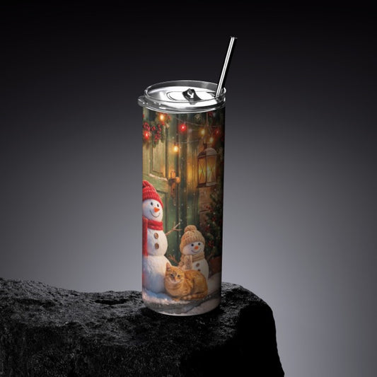 Snowman & Kitty Holiday Cheer Tumbler